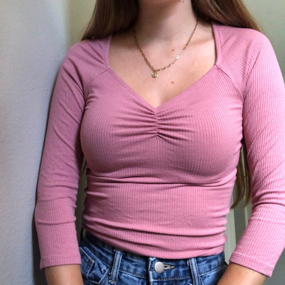 Quarter Length Sleeve Pink Shirt
